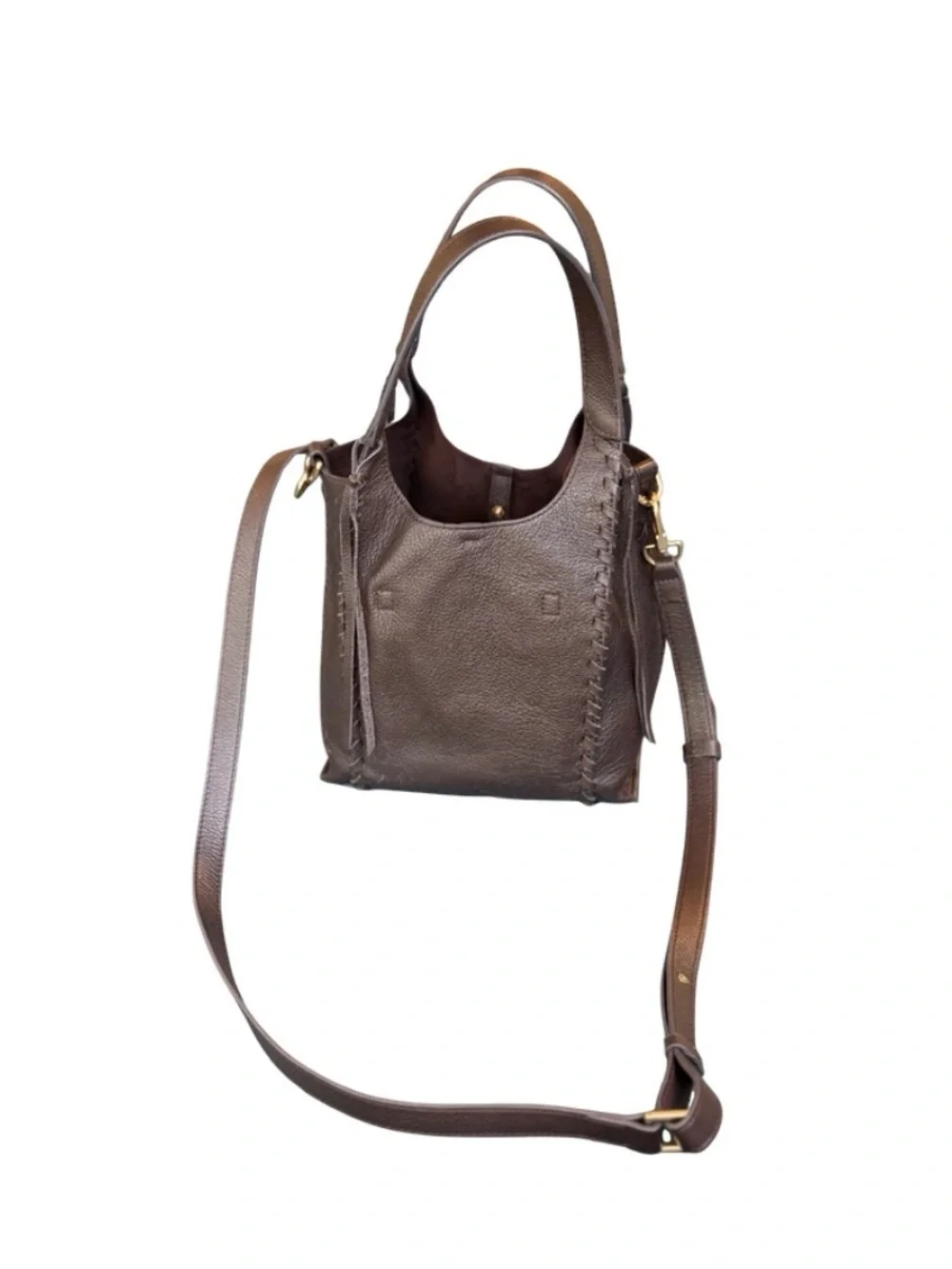 Vintage Sam Edelman Sylvia Mini Leather Crossbody Bucket Bag | Espresso | LN - Picture 4 of 12